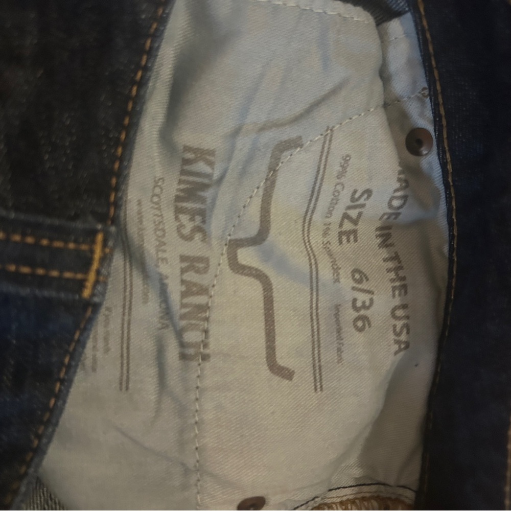 Kimes Ranch Dark Blue Jeans with Tan Stitching - Picture 3 of 3